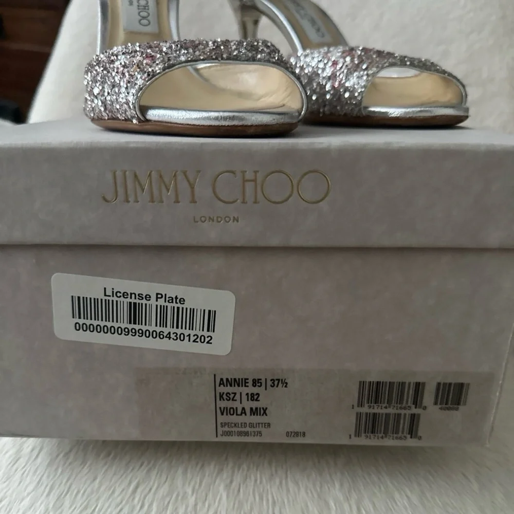 Jimmy Choo Sparkling Silver Heels - Picture 2 of 7